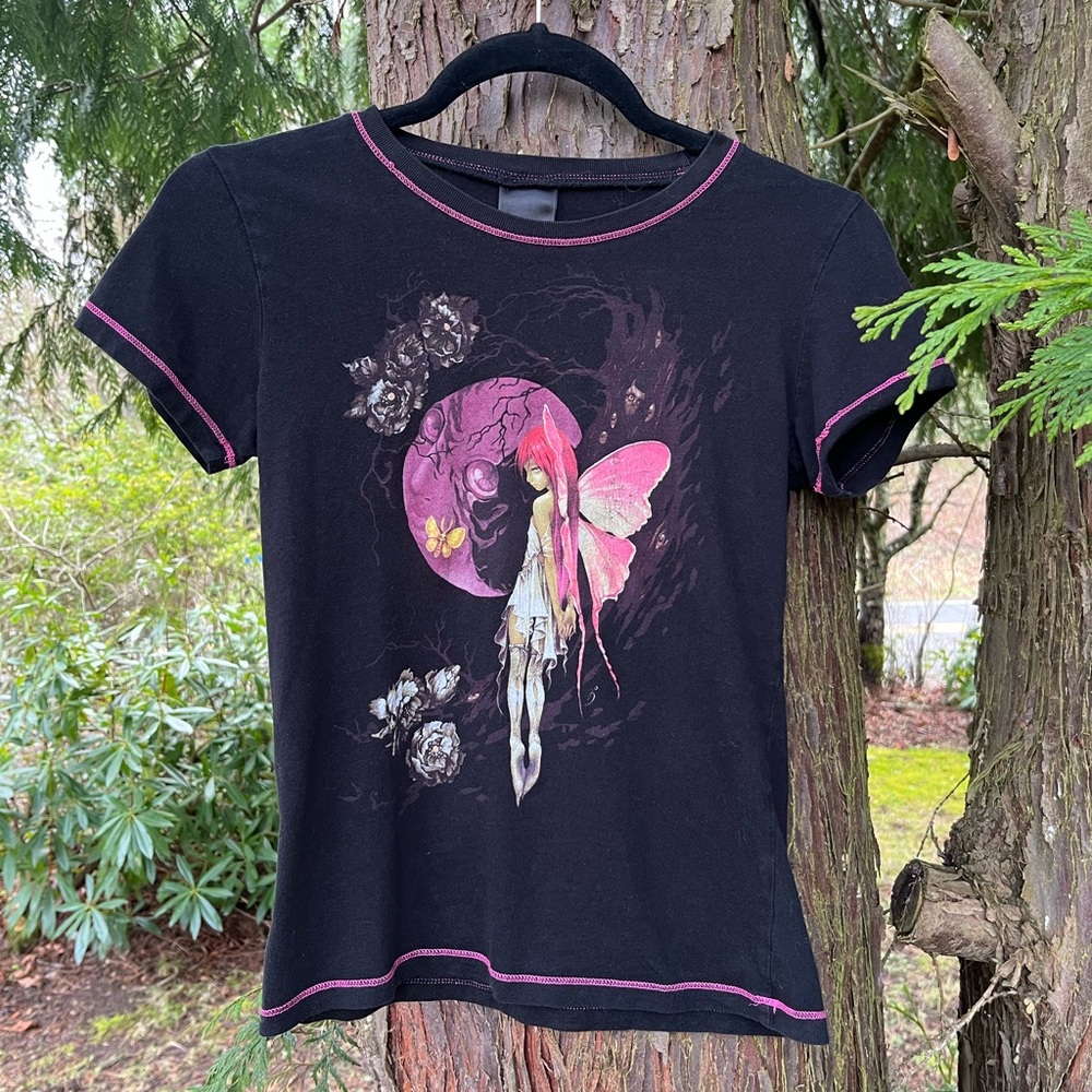 Fairies by Trick Rare Vintage Hot Topic Deadstock Y2K 90s Goth Black T-Shirt